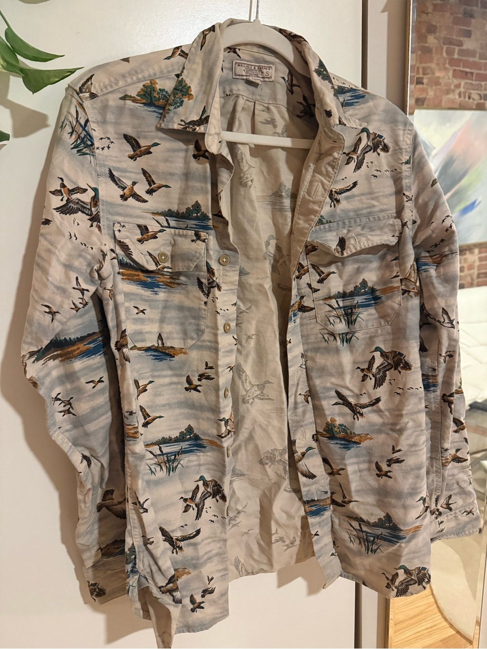 J Crew Wallace & Barnes Printed Shirt with Duck Motif Duck Hunting